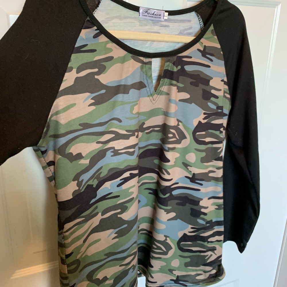 CAMO shirt with Black Sleeves